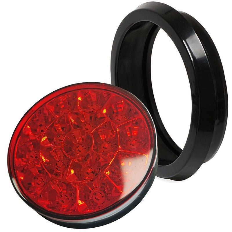 auovo 4" Round led Trailer Lights with Rubber Grommet 12/24V RED 16LED Waterproof Brake/Stop/Turn Tail Marker Light/Lamp for RV Trucks Trailer(2 Pcs) - Image 4